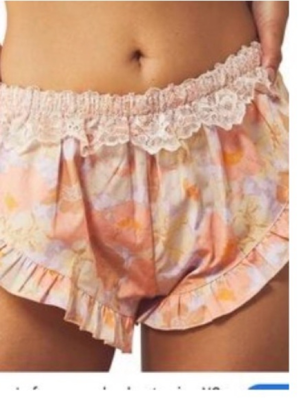 Free People Peach & Lavender Ruffle-Trim Shorts